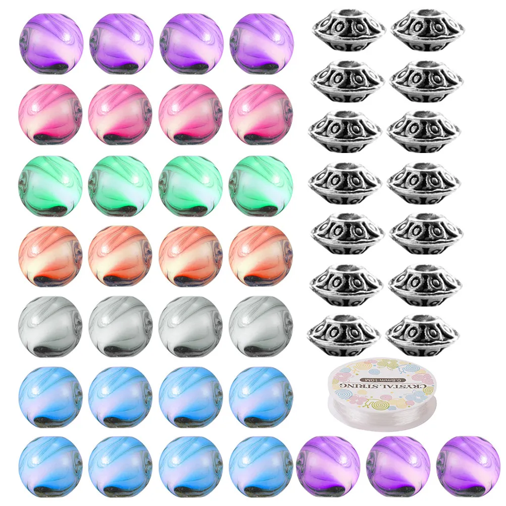 

Набор универсальных акриловых бусин с разделителями из сплава для изготовления браслетов, ожерелий, украшений, аксессуаров для волос и рукоделия