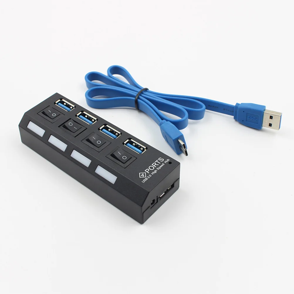 

4-Port USB 3.0 Hub High-Speed Data Splitter Control LED Indicator Compatible 98 2000