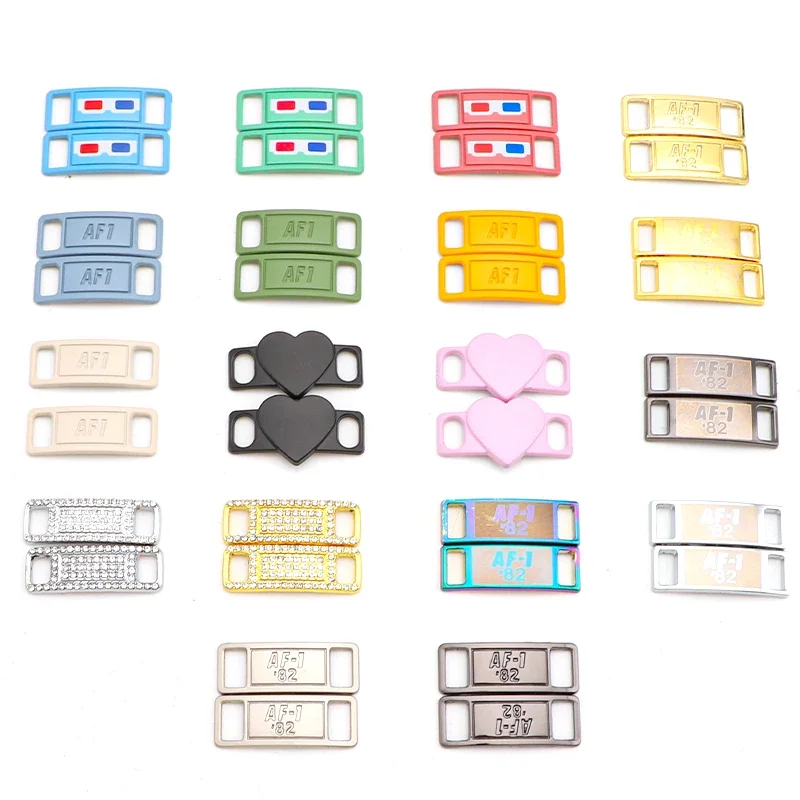 2PCS/Pair Metal Tag Shoelaces Decorations Men and Women Suit Sneakers Shoelace Fashion Heart Diamond Shoes Accessories