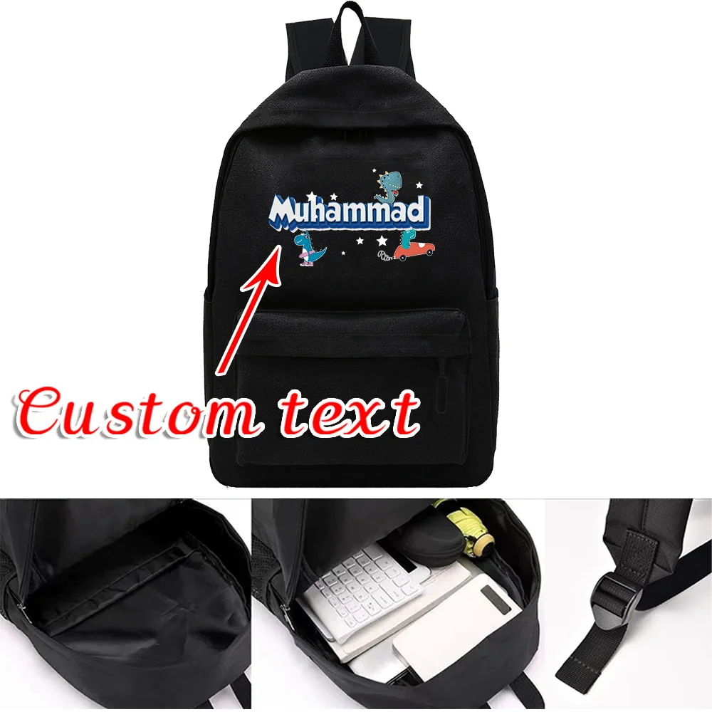 

Personalized Customization Name Black Canvas Backpack Unisex Backpack Travel Commuting Backpack Customized Product