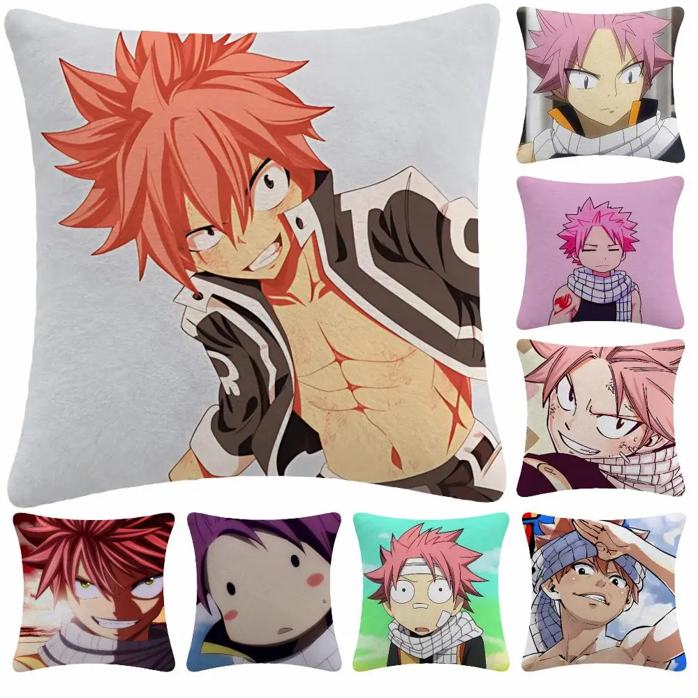 Anime Fairy Tail N-Natsu Dragneel Cushion Cover Soft Plush Decorative Sofa Bedroom Living Room Car Dorm Home Decor Gift