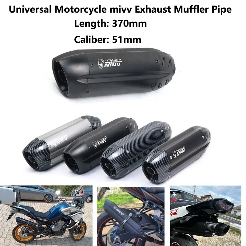 

Universal 51MM Motorcycle Exhaust Muffler Pipe Escape moto mivv for kawasaki er6n sv650 crf 230 Z800 R1 cb650f cb1000r cbr250r