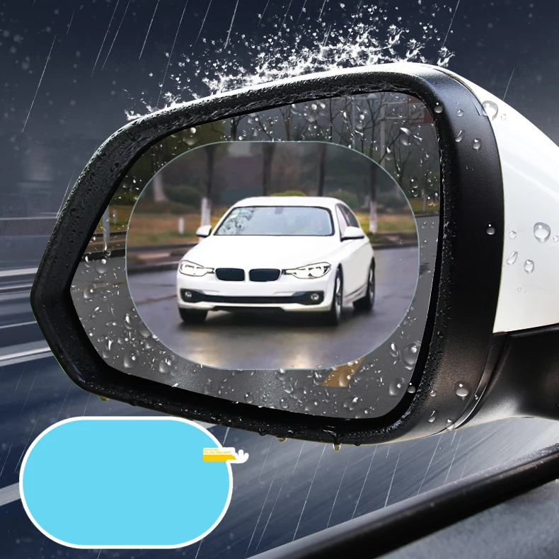 1/2Pcs Car Rear View Mirror Rainproof Film Anti-Fog Clear Protective Sticker Anti-Scratch Waterproof Mirror Window Film Stickers