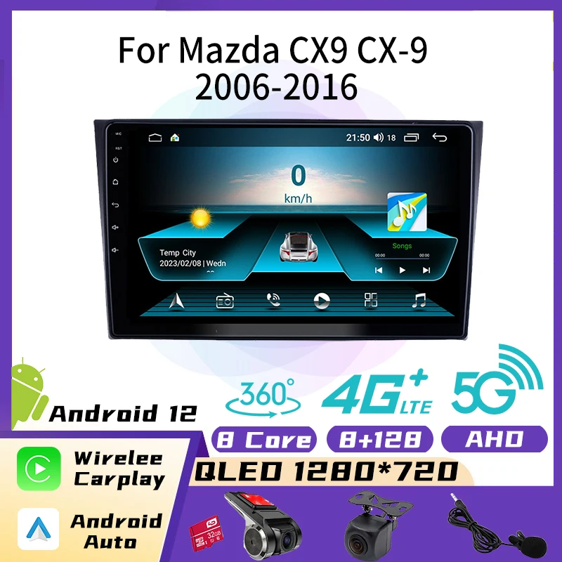 2 Din Autoradio for Mazda CX9 CX-9 2006-2016 Car Radio Stereo WiFi Carplay GPS Navigation Multimedia Video Player Head Unit