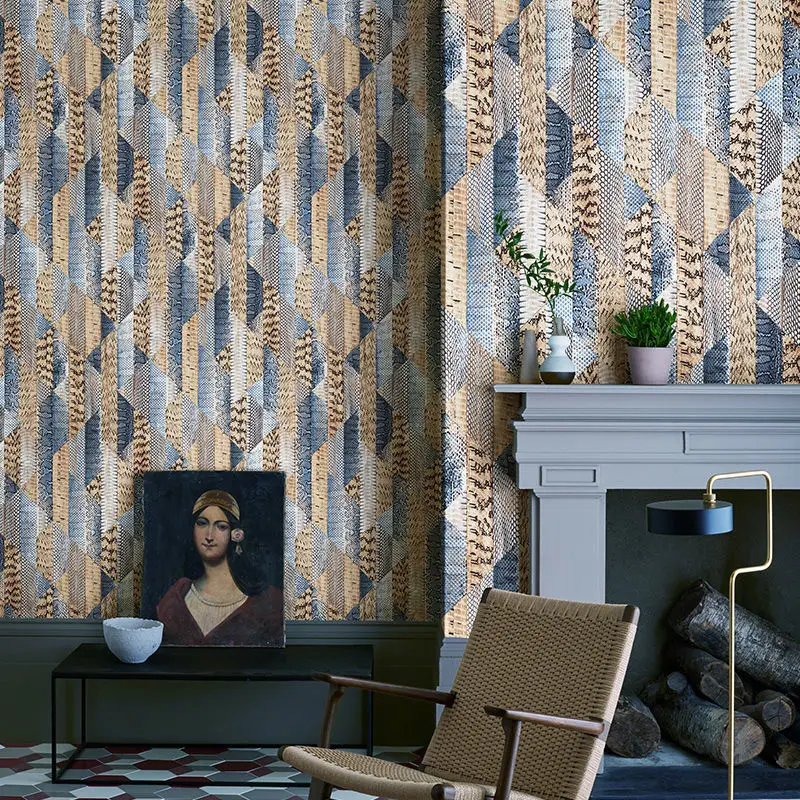 

Современные минималистичные обои с текстурой под искусственную кожу и ромбовидным узором для роскошных ретро-отелей, спален и гостиных