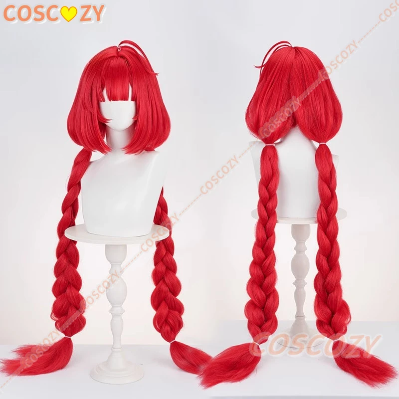 Game Zenless Zone Zero Ukinami Yuzuha Cosplay Pruik Rode Dubbele Vlecht Lang Haar Halloween Party Vrouwen Meisjes Carnaval Pruiken
