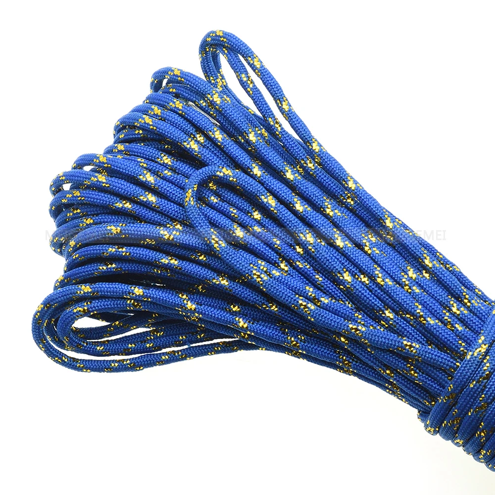 1pcs New Gold Silver Cord 550 Paracord Parachute Cord Lanyard Mil Spec Type III 7 Strand Core 100 FT 19 Colors