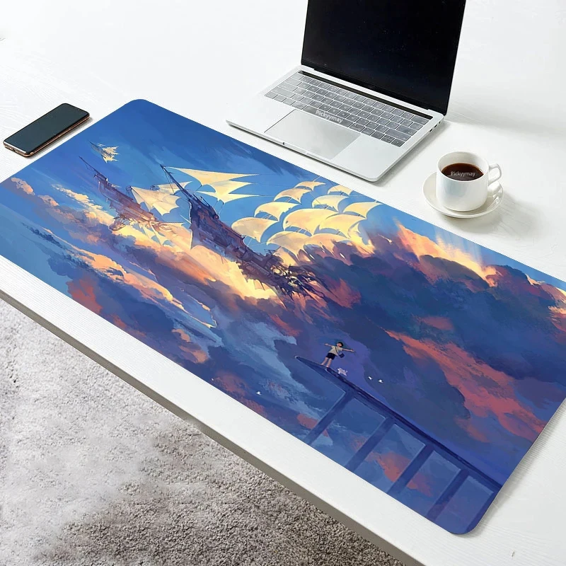 Mouse Pad Gaming Accessories Mouse Anime Table Keyboard Desk Mat Mausepad Gamer PC Rubber Carpet Office Blue Mousepad Non-slip