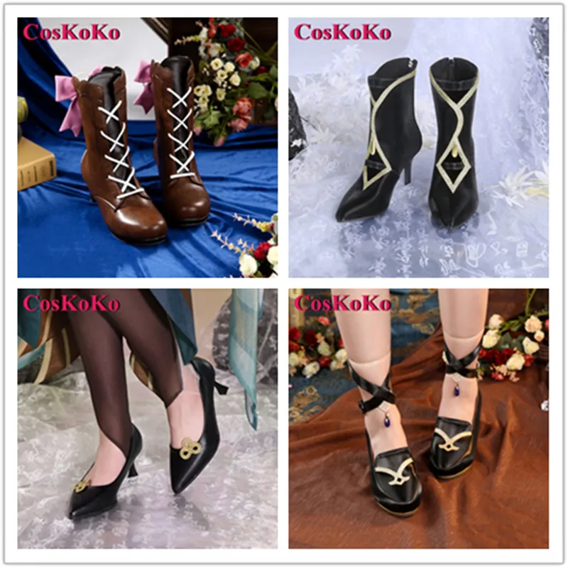 

CosKoKo Kamisato Ayaka/Madame Ping/Lisa/Cloud Retainer Shoes Cosplay Game Genshin Impact High Heel Boots Role Play Accessories