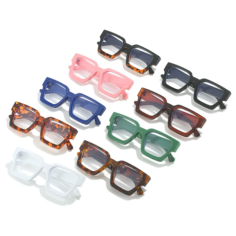 SO & EI Fashion Square Glasses Frame donna Clear Anti Blue Light Eyewear Vintage Men Optical Blue Green Frame