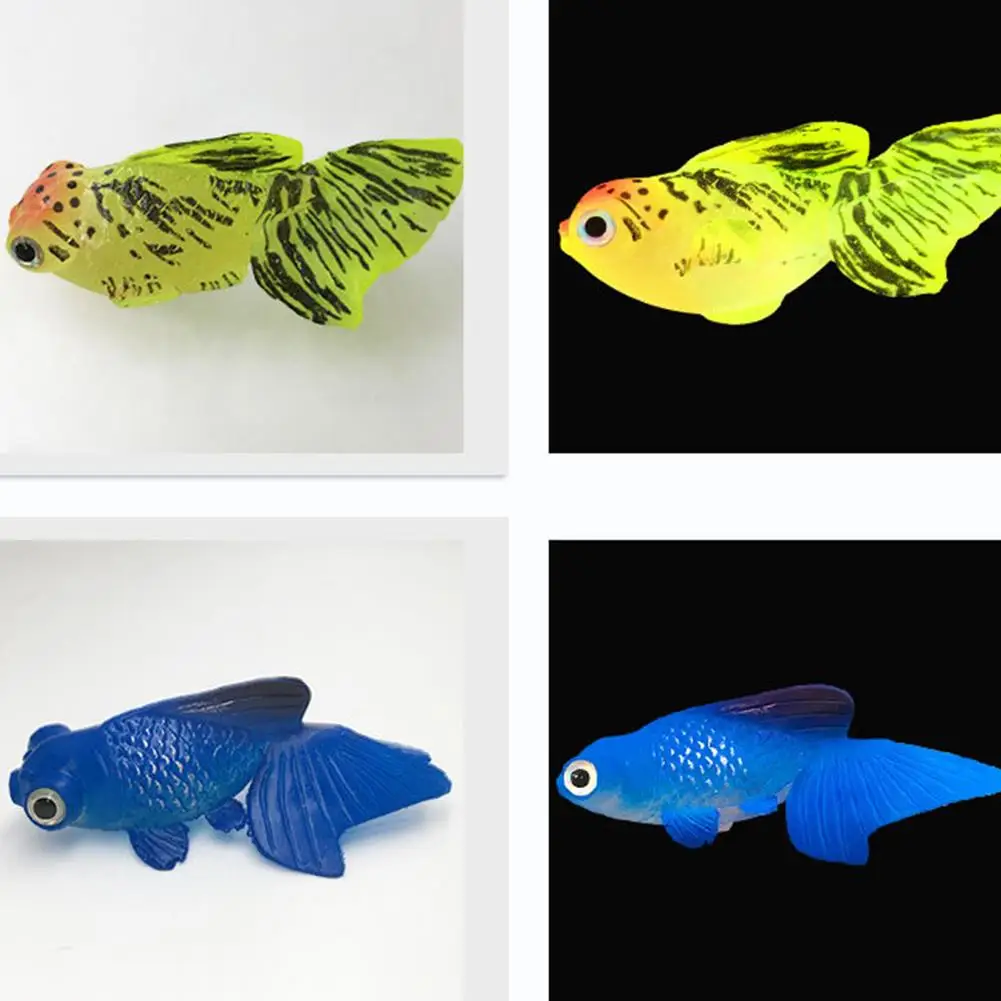 

Glow In The Dark Artificial Aquarium Fish Realistic Fish Moving Floating Colorful Goldfish Fake Fish Ornament for Aquarium K6D7
