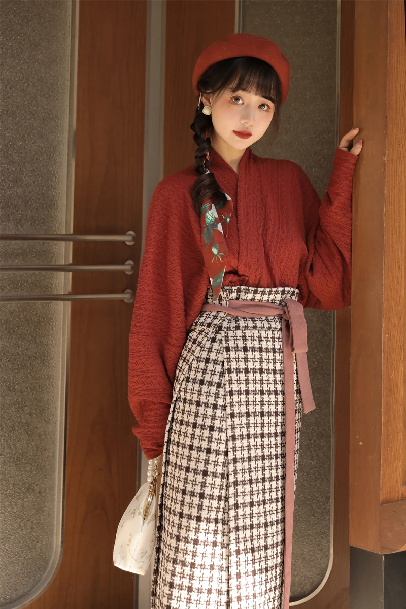 Fashion Hanfu Winter Women\'s Song Dynasty Daily Swirl Skirt Autumn Winter Thickened Han Elements 2023 Improved Han fu