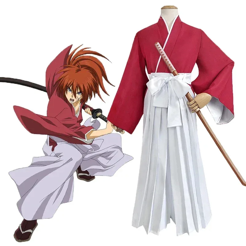 Anime Wanderer's Heart Masculino Role Playing Vermelho Tradicional Quimono Halloween Samurai Kendo Traje yj4k