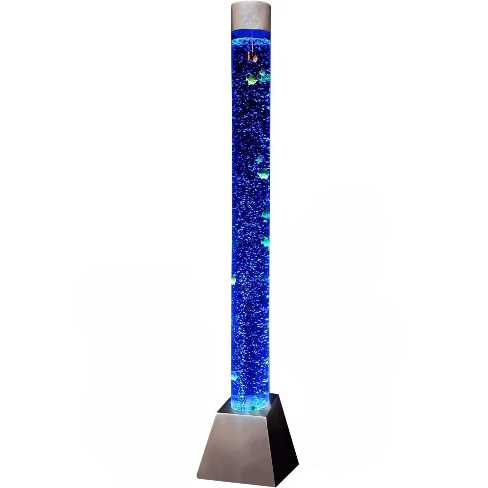 6ft Sensory Bubble Tube - App and Remote Control - 7 Fake Fish - 8 LED Colors - Sturdy Base - Large Bubble Lamp Floor lamp