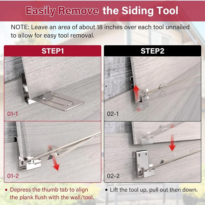 2PCS Siding Installation Tools Fiber Cement Siding 1-1/4-Inch Overlap Siding Tool Heavy Duty Steel Siding Tools Silver