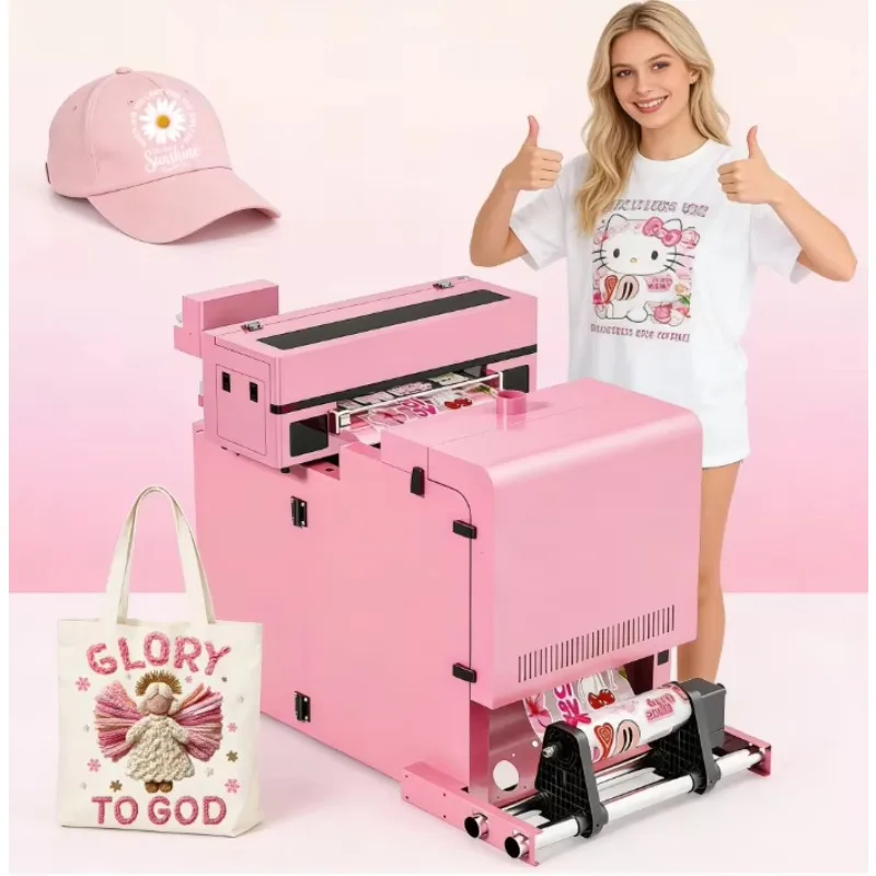 Imprimante DTF A2 Pink DTF Printer With Shaker Powder Bundles 42cm DTF T-shirt Textile Printing All Fabrics 1-Year Warranty