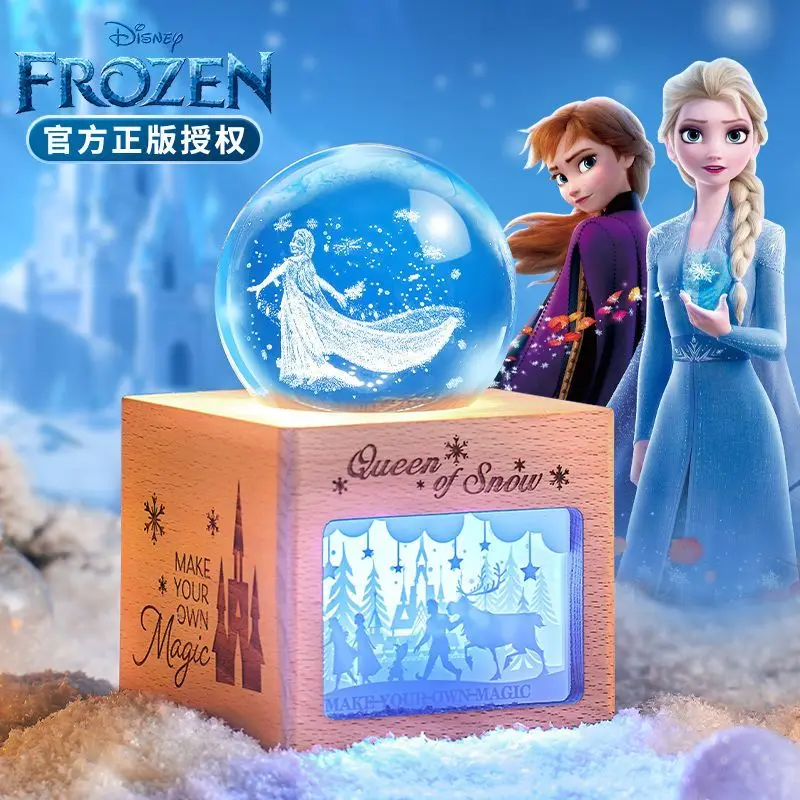 

Disney Elsa Princess Frozen Animation Cartoon Cute Music Box Kawaii Girls Music Box Crystal Ball Desktop Ornament Toy Gift