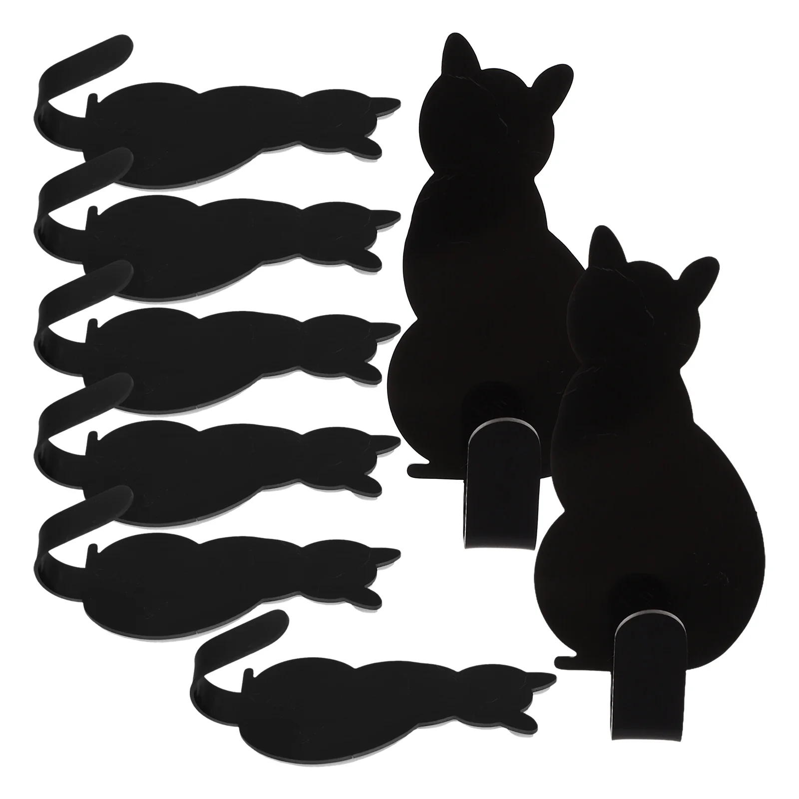 

8pcs Stainless Steel Hooks Heavy Duty Adhesive Wall Hangers Cat Shaped Coat Rack Bathroom Bedroom Kitchen Organizer