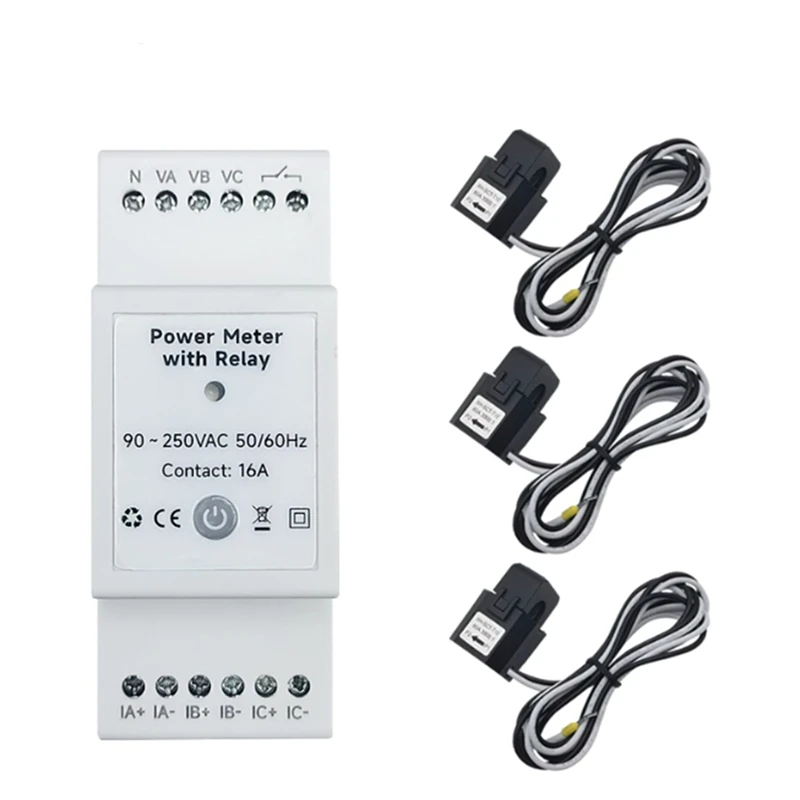 ABGZ-Tuya Smart Wifi 3 Phase Energy Monitor With 80A Clamp CT Bidirectionl App Monitor Power Consumed&Electricity Statistics