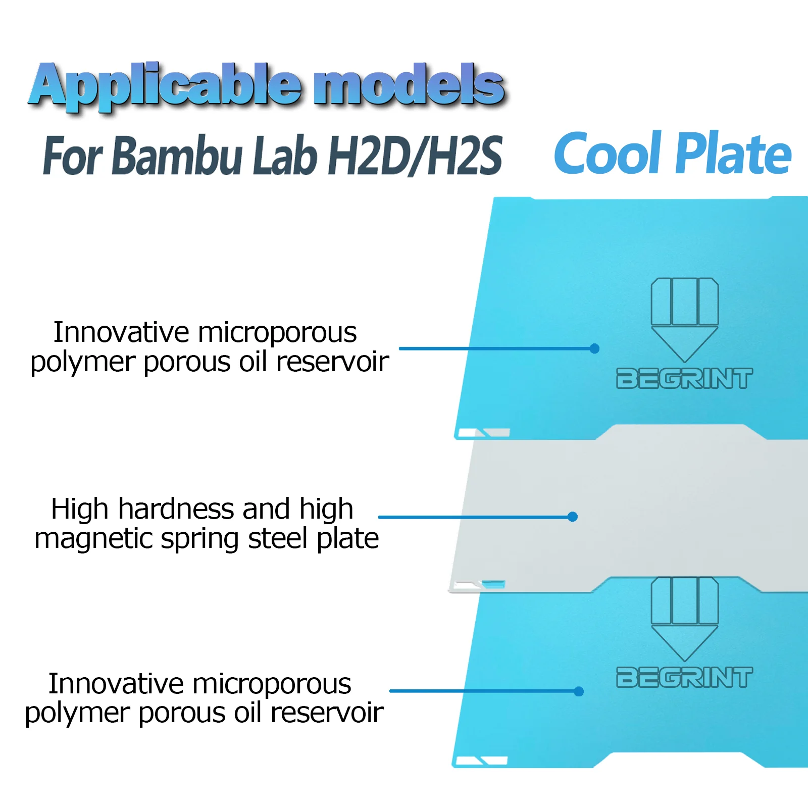 

High-Efficiency Build Plate for Bambu Lab H2S H2D, Dual-Sided Spring Steel Sheet for Faster Heating Lower Power Use Bambulab h2s