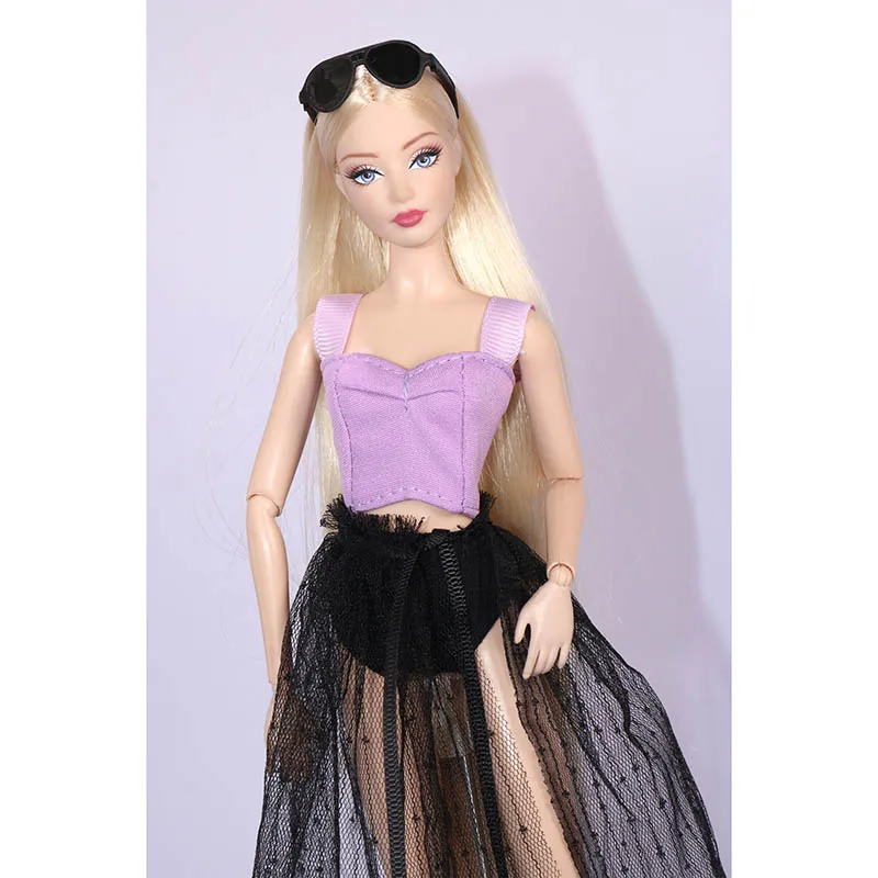 30 cm Supermodel Poppenkleertjes Mode Zoet Paars Vest + Slipje + Rok + Ketting + Schoenen Set 1/6 BJD Pop Dagelijks Dress Up
