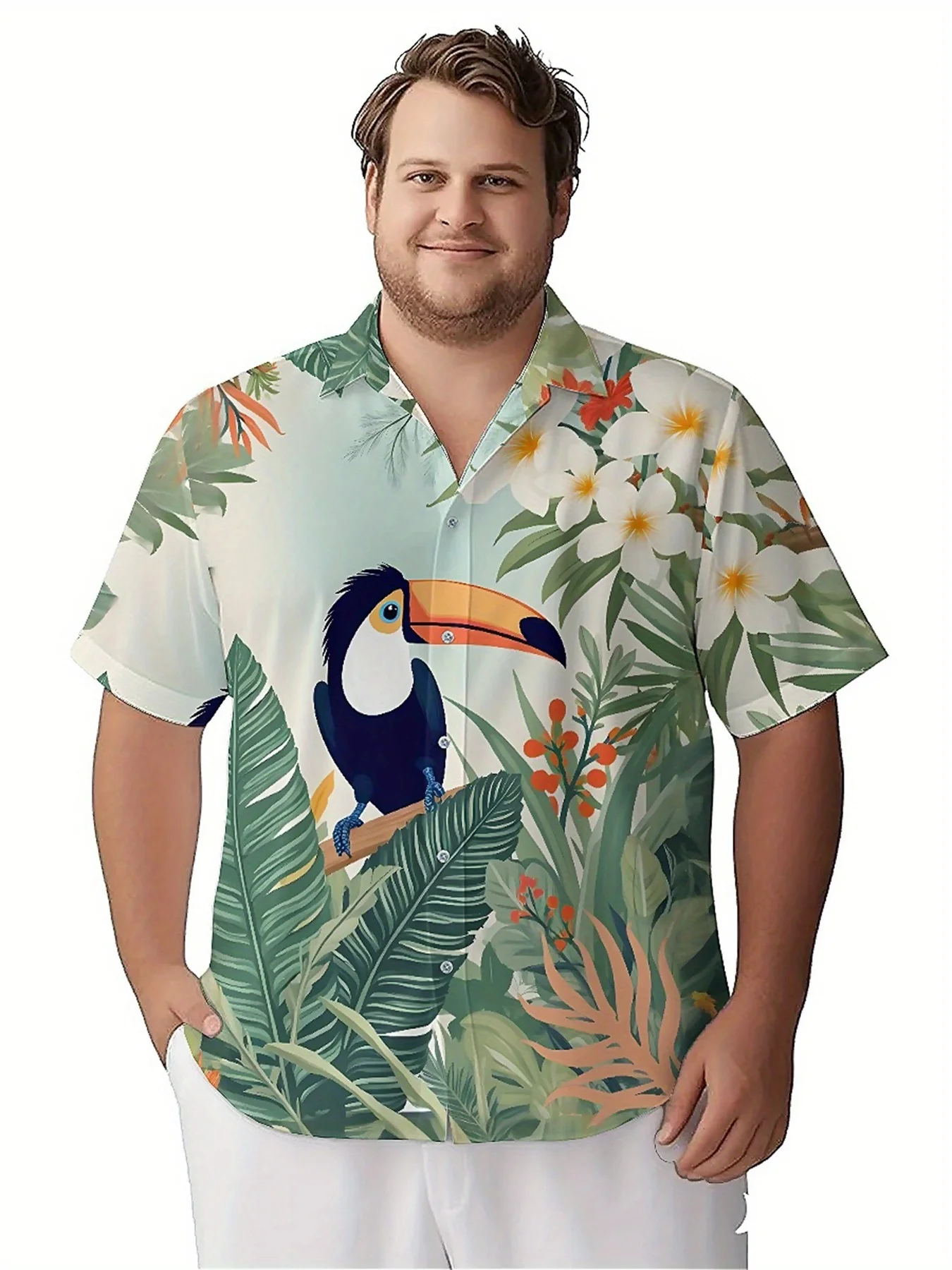 Men's Plus Size Hawaiian Shirts Tropical Rainforest Adventure Pattern,Unisex Baggy Aloha Shirts,summer Alternative Clothing