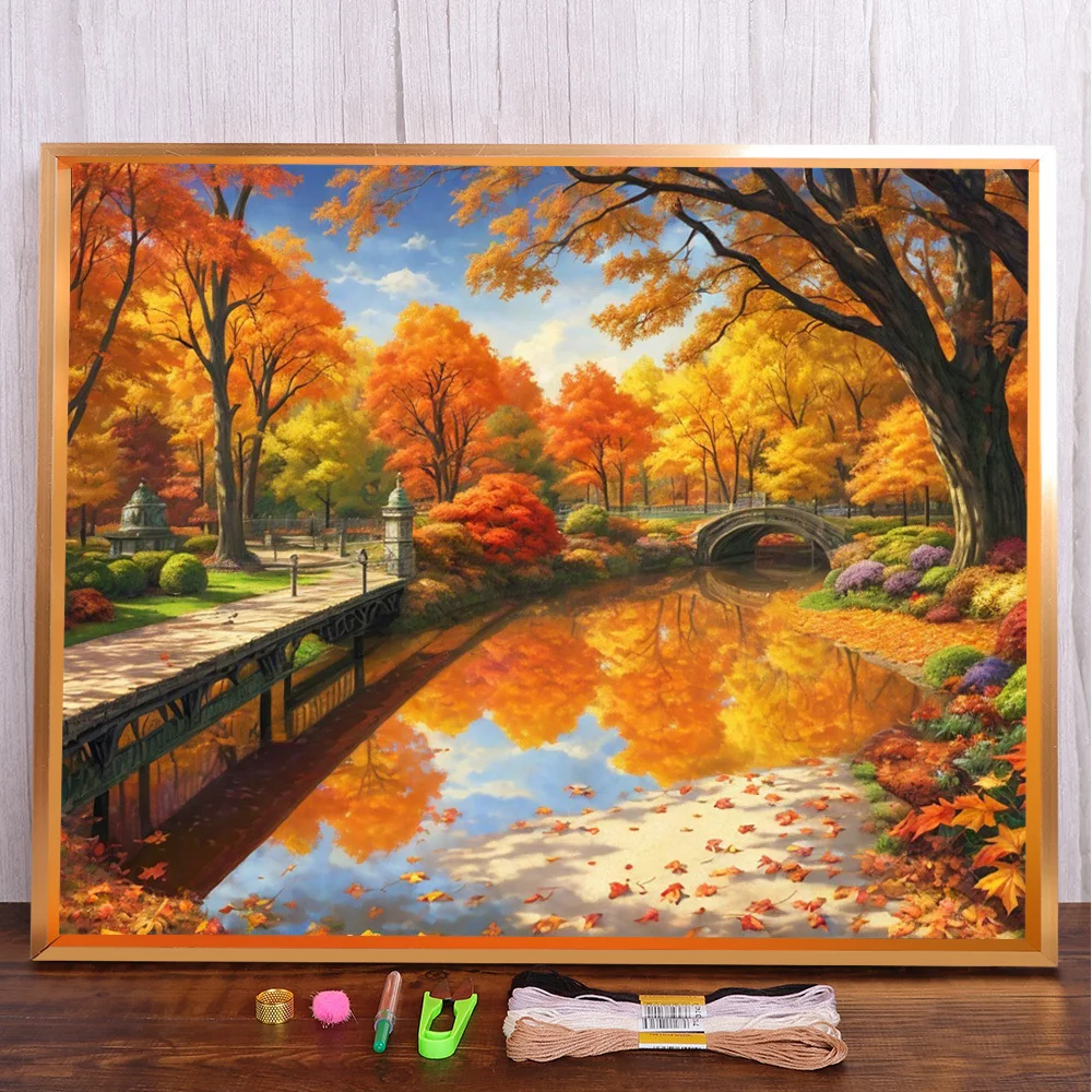 

Autumn Garden Printed 11CT Cross-Stitch Set DIY Embroidery Handicraft Handiwork Handmade Needlework Design Wholesale For Adults