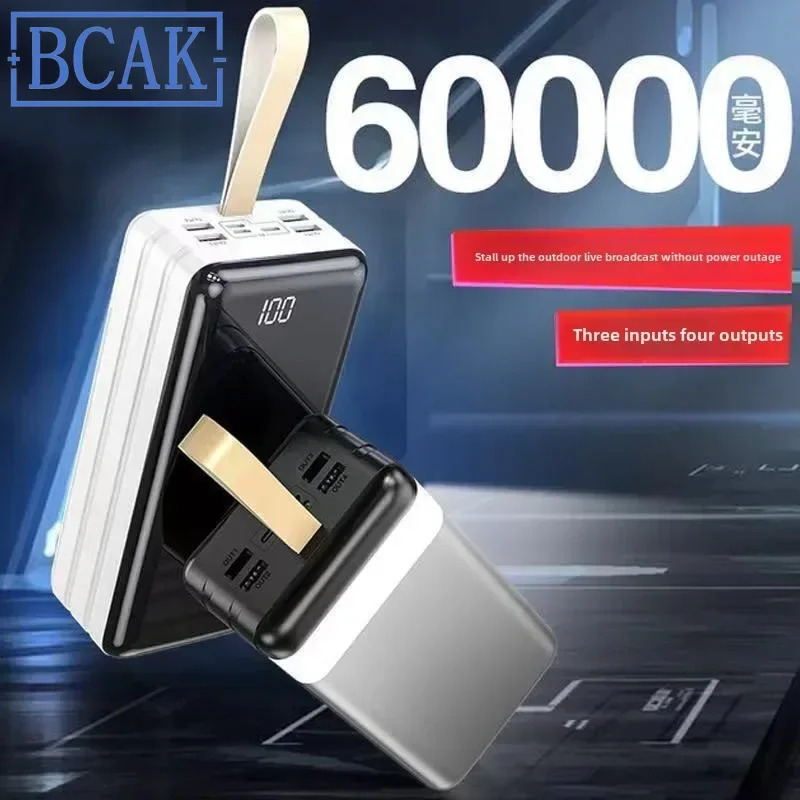 New Style BCAK Full Mirror Power Bank Wholesale Large Capacity 60000 MAh Outdoor Portable Mobile Phone 200000 MAh Mobile Power S