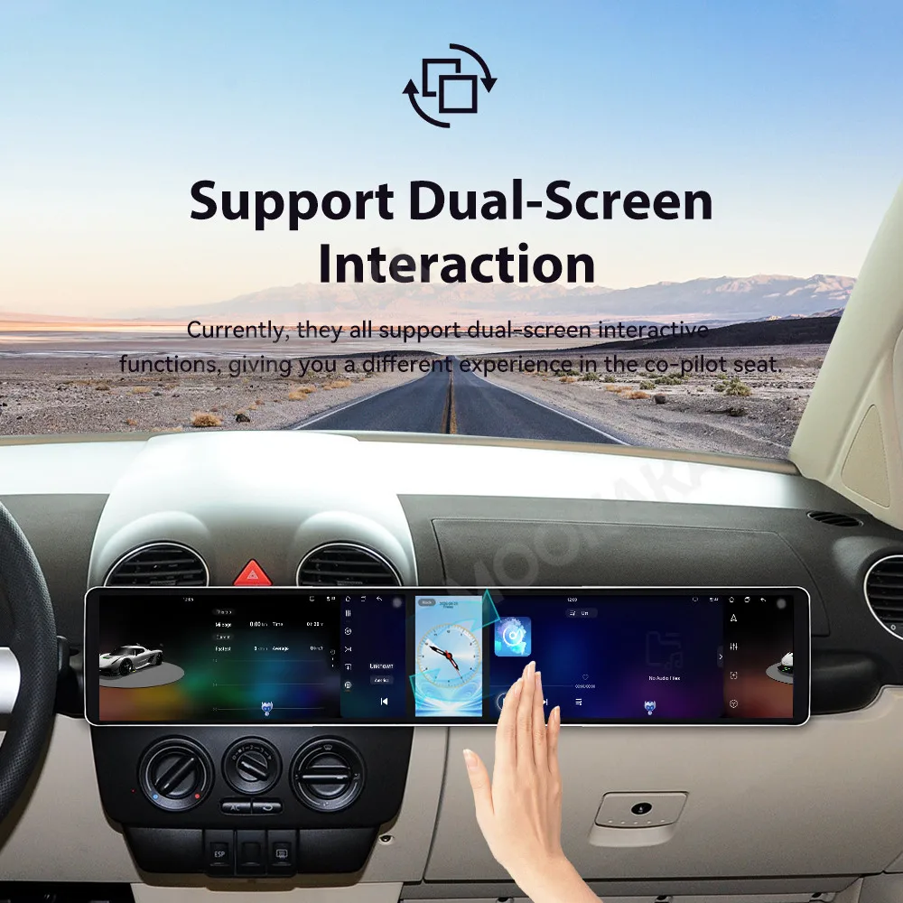Android 15 Dual 12.3 Inch Triple Screen For Volkswagen Beetle 2003-2010 Auto Stereo Radio Multimedia Player GPS Navi CarPlay DSP