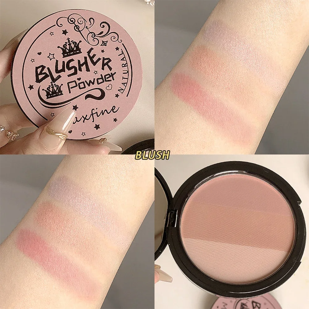 3-color Contouring Powder Rose Pink Bronzer Palette Long Lasting Natural Stereoscopic Face Shading Powder Contour Powder Palette