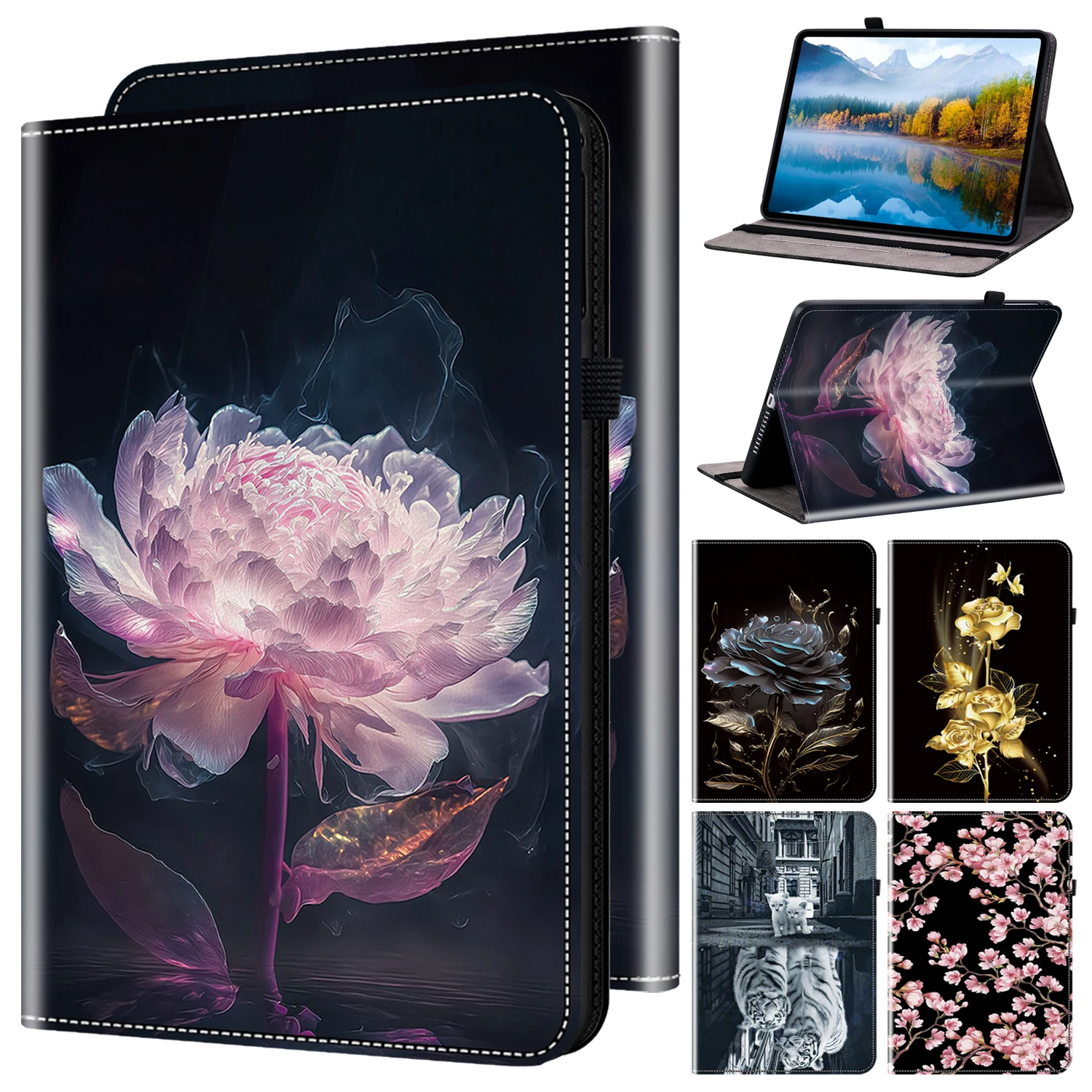 Capa para tablet 3D Flower Case, Lenovo P11 Pro Gen 2 11.2 11.5 P12 12.7 Y700 M7 M8 M9 M10 Plus 3 ° 10.6 K10 M10 5G M11 2024, 2023