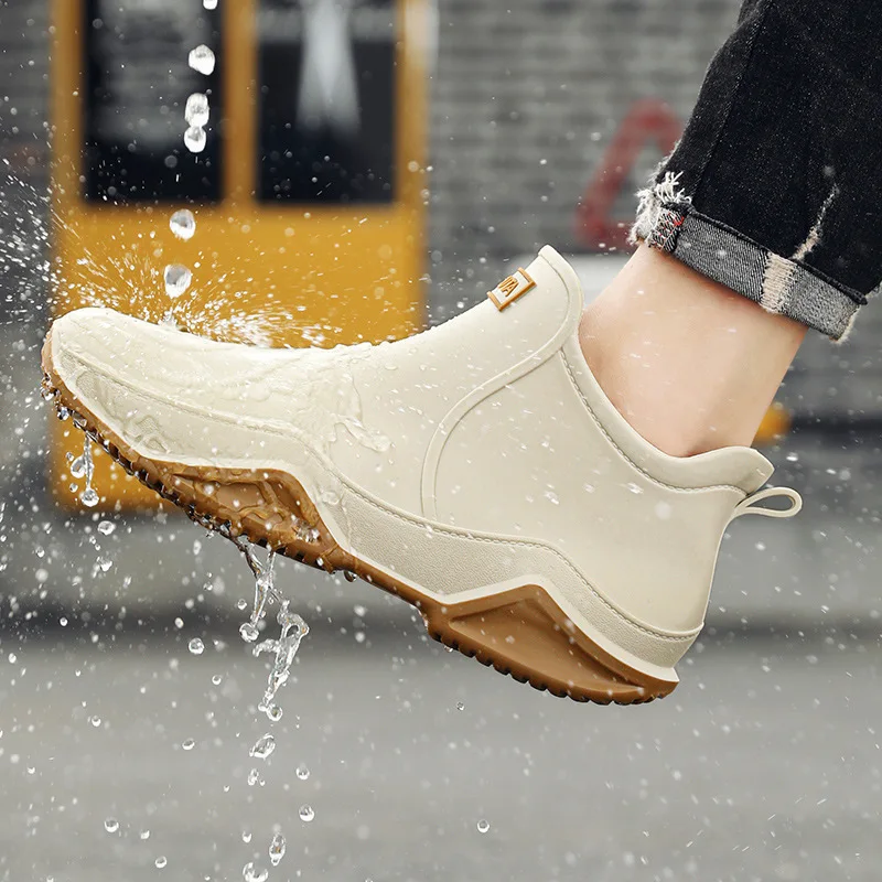 

Fashionable Men's Women's Ankle Rain Boots Men's Non-slip Wear-resistant Waterproof Shoe Work Boots Suitable for Rainy Snowy Day