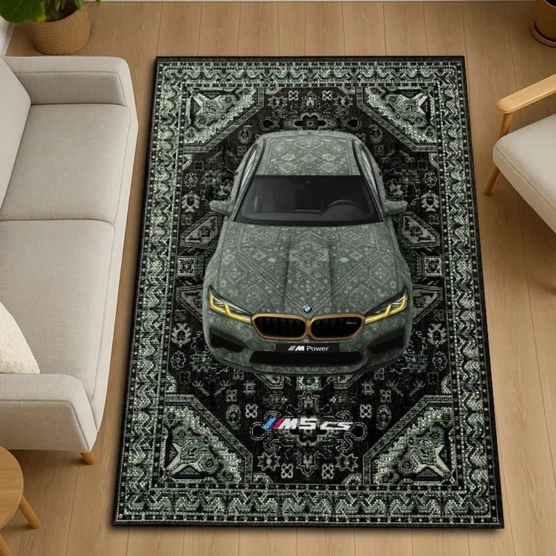 VIKAMA BOHO Samtteppich mit Automuster für Wohnzimmer, langlebige und schmutzabweisende Sofamatte, Schlafzimmer-Bettvorleger, Heimdekoration