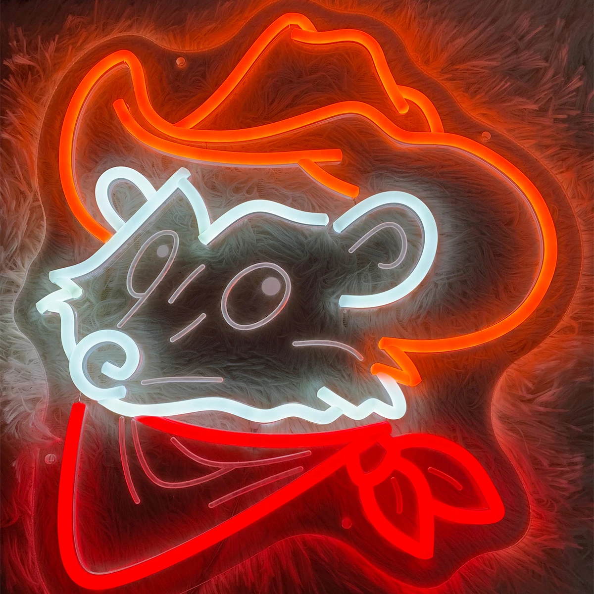 Anime Animal Neon Light, Sinal de Cowboy de Esquilo Iluminado, Atmosfera de Iluminação, Japonês e Anime