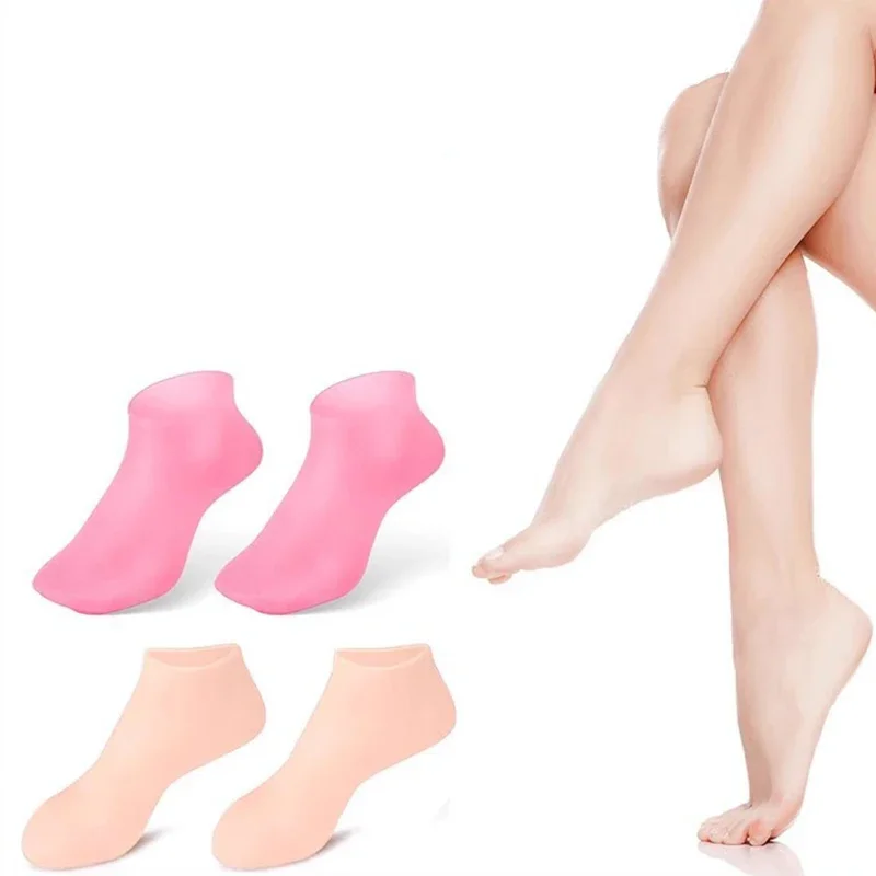 

2Pcs Silicone Foot Care Socks Anti Cracking Moisturizing Gel Socks Cracked Dead Skin Remove Protector Pain Relief Pedicure Tools