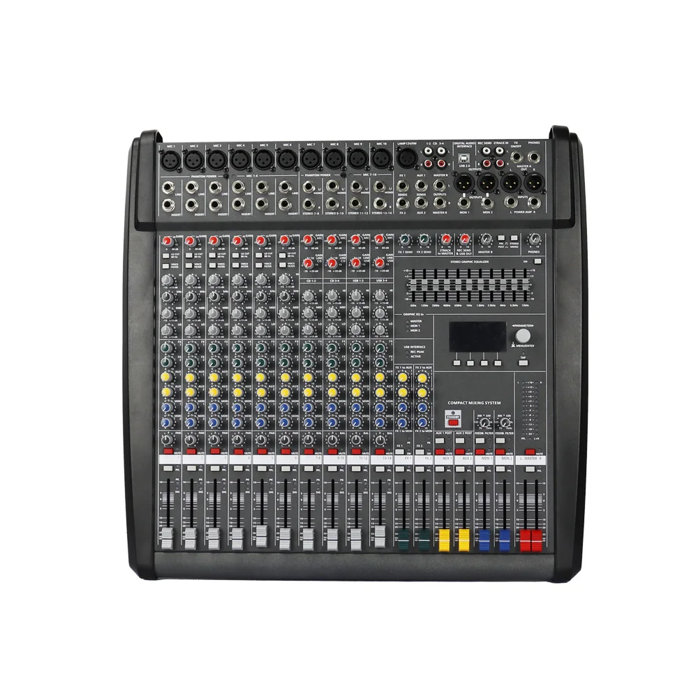 EIF 1:1 High Quality CMS1000-3 1000W Sound Audio Mixer with DSP effectors 10 channel compact Audio  With power amplifier mixing