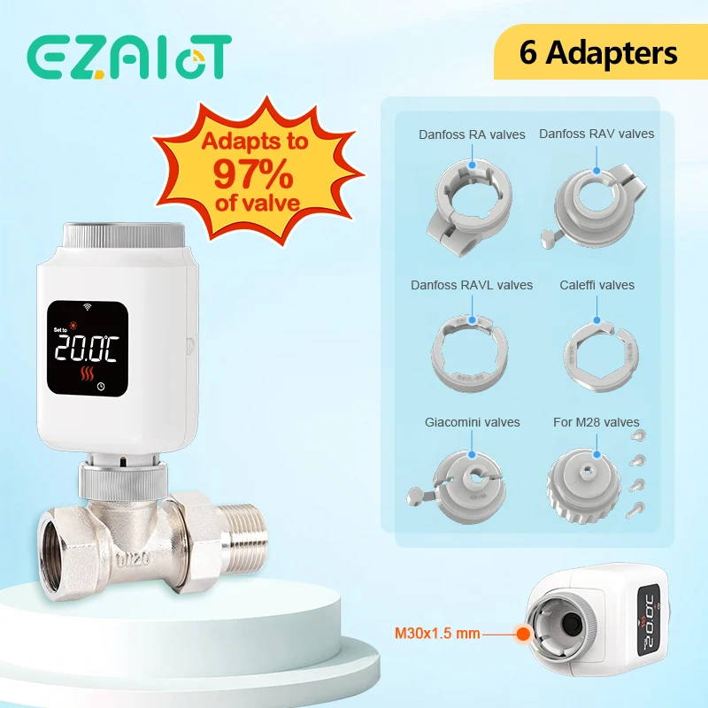 Tuya Smart WiFi/ZigBee Thermostatic Radiator Valve TRV Programmable App Remote Temperature Controller with Alexa Google Home