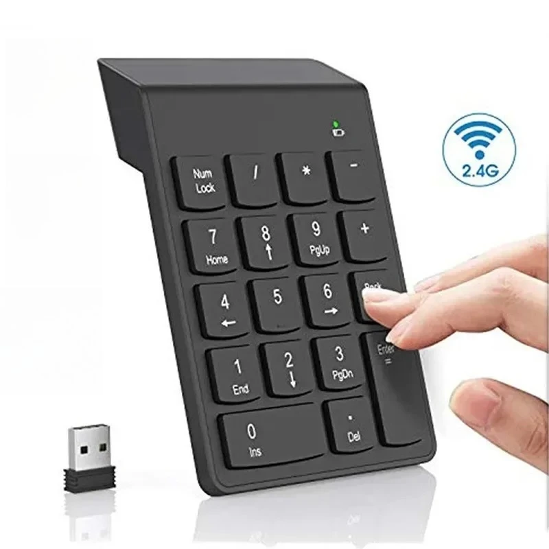 

Wireless Numeric Keypad Mini Portable 18 Keys 2.4 G USB Receiver Financial Accounting Numeric Keypad for Laptop, PC, Desktop