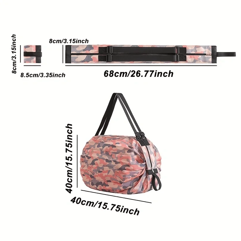 1 Stück faltbare Einkaufstaschen, faltbare Aufbewahrungstasche mit Griff, tragbare Reise-Tarnhandtaschen, große Kapazität, Nylontasche – Detail 29