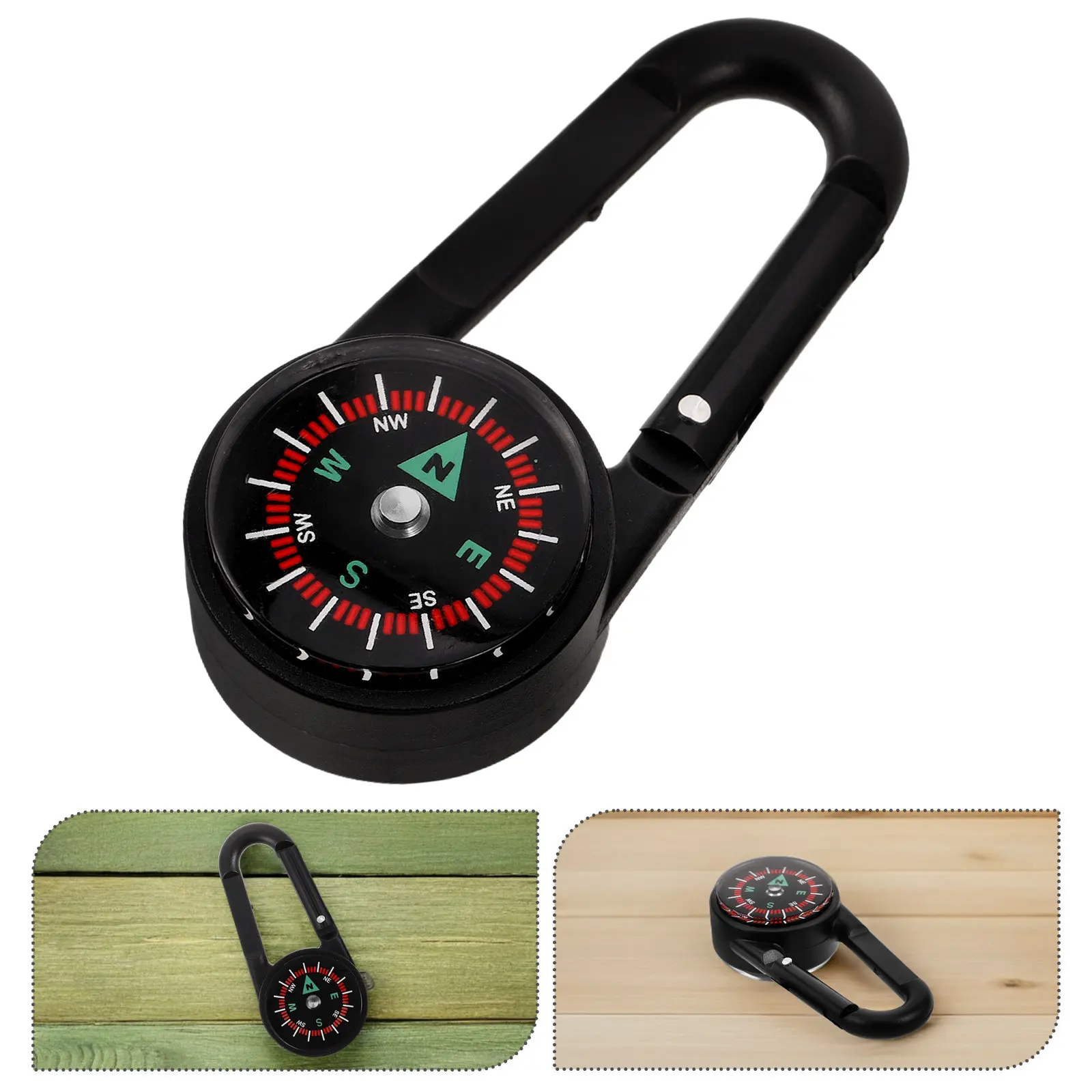 4pcs Mini Compass Keychain Carabiner Survival Hiking Gear Pocket Emergency Snap Hook Outdoor Camping Travel for Adventure