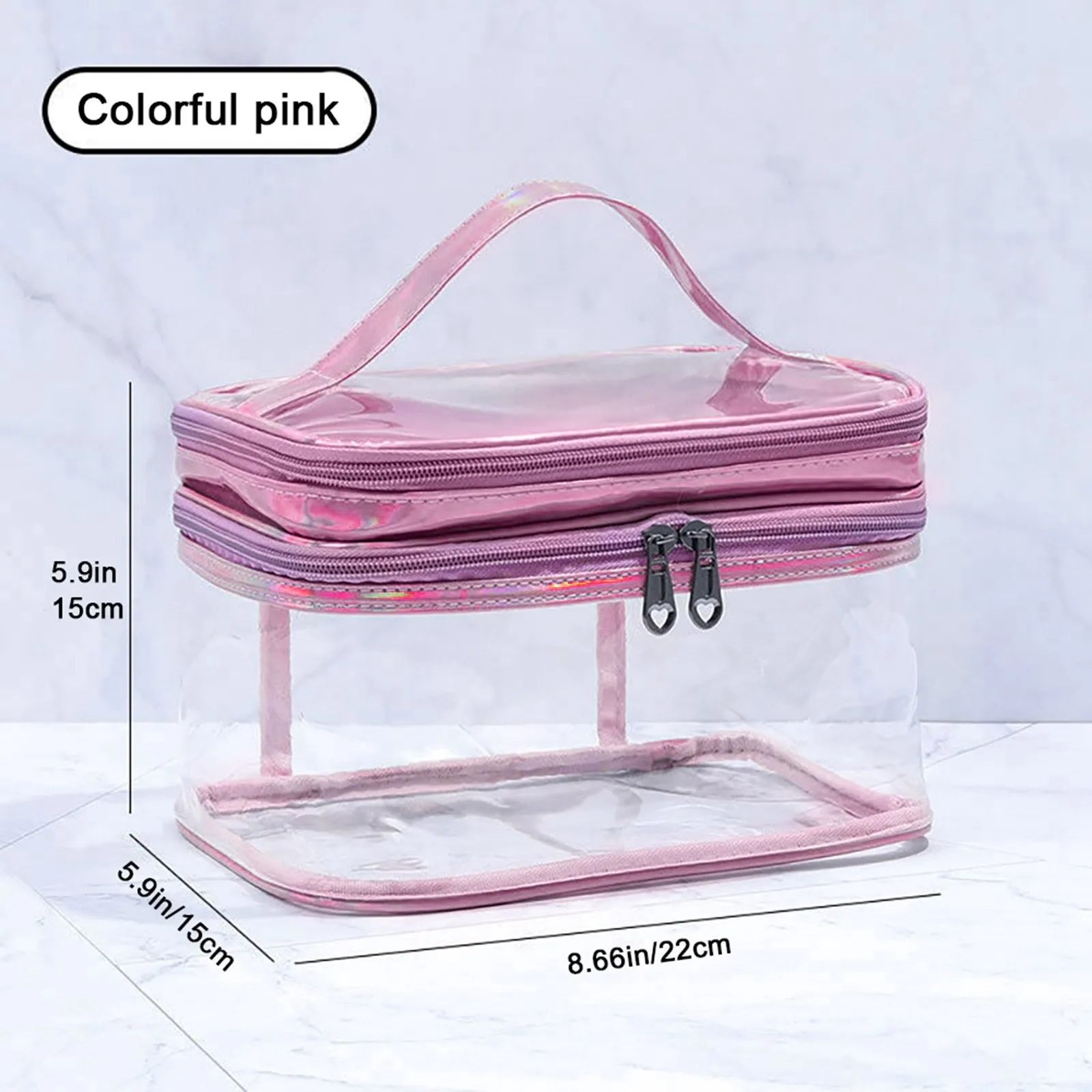 Plastic Transparent Transparent Cosmetic Bag Double-layer Transparent Plastic Cosmetic Bag With Zipper Travel Cosmetic Bag