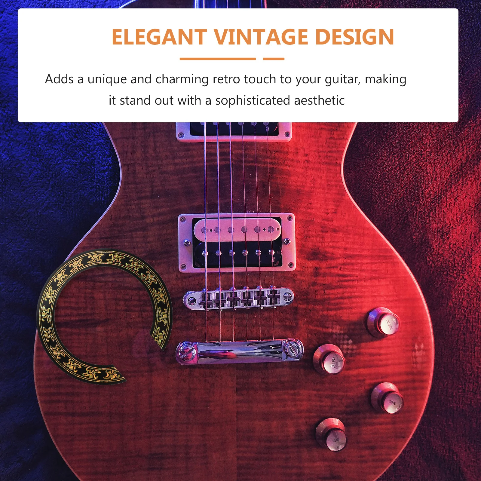 

3D Soundhole Inlay Sticker 105Mm Inner Diameter Gold Acoustic Guitar Decoration Plastic Round Cover for Custom Instrument