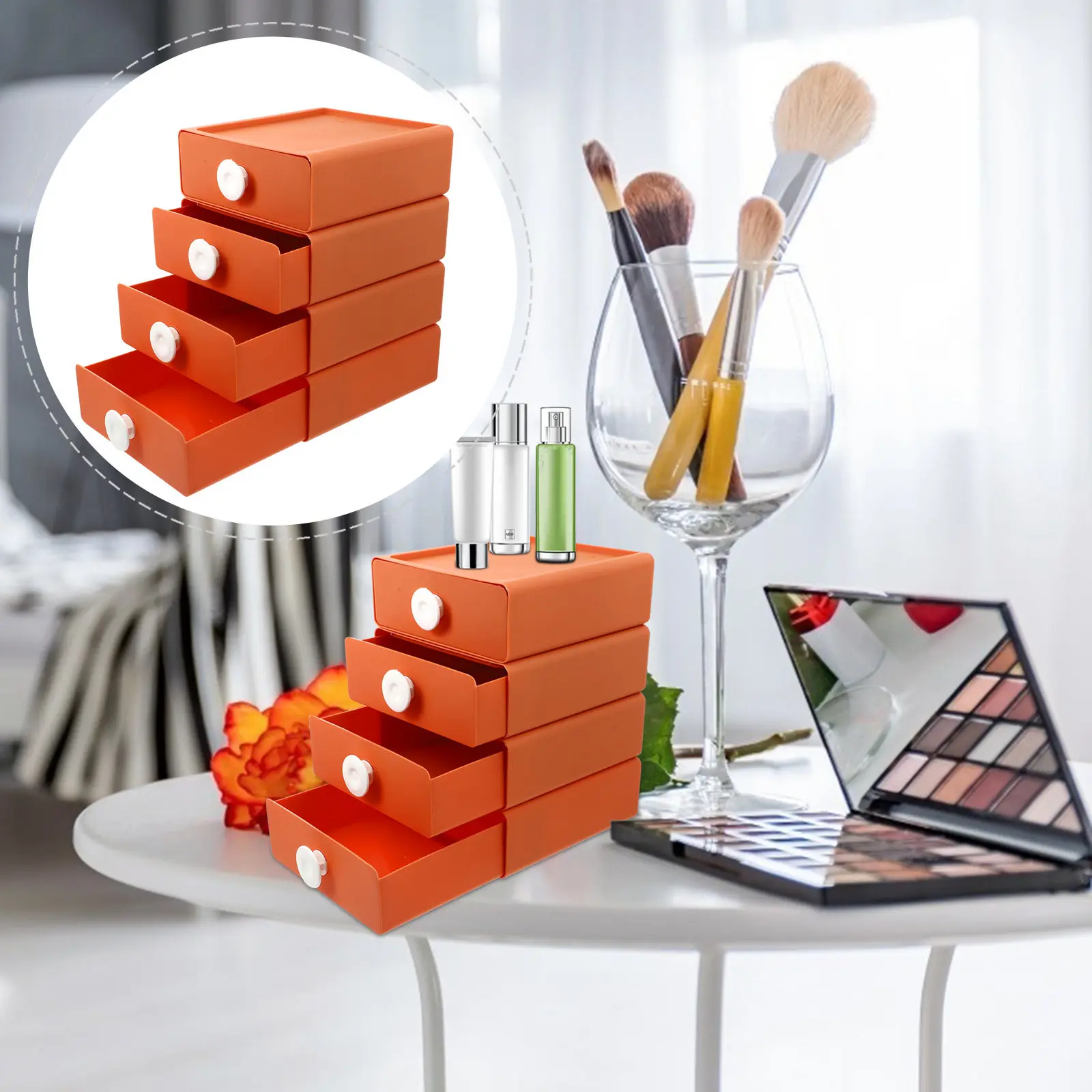 

4Pcs Drawer Type Desktop Storage Box Premium PP Plastic Multi-Purpose Organizing Box for Remote Keys Pens Stationery Sundries