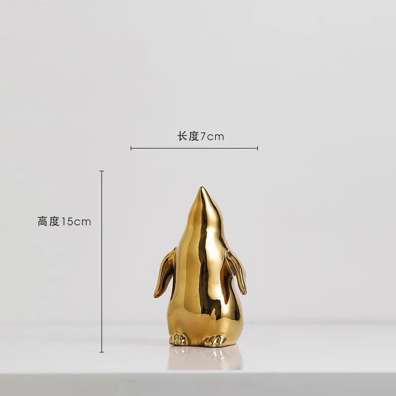 

Ceramic Gold Penguin Quality Gift Table Statue Animal Home Luxury Decoration