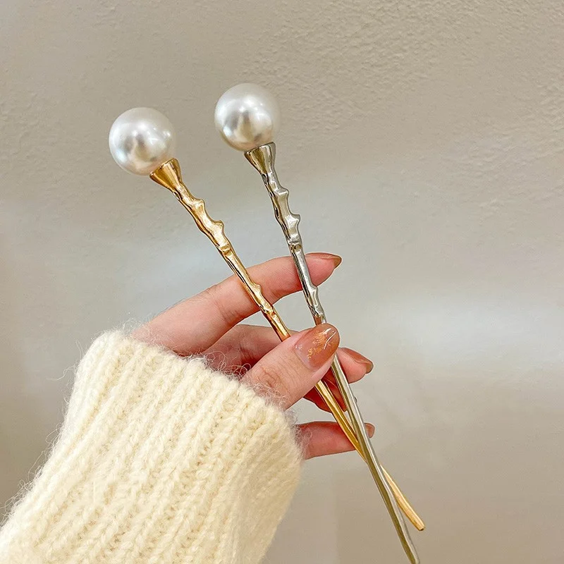 

New Pearl Hair Sticks Korean Women Elegant Fashion Metal Hairpins Hair Forks Bun Headwear Ponytail Styling Hair Accessories
