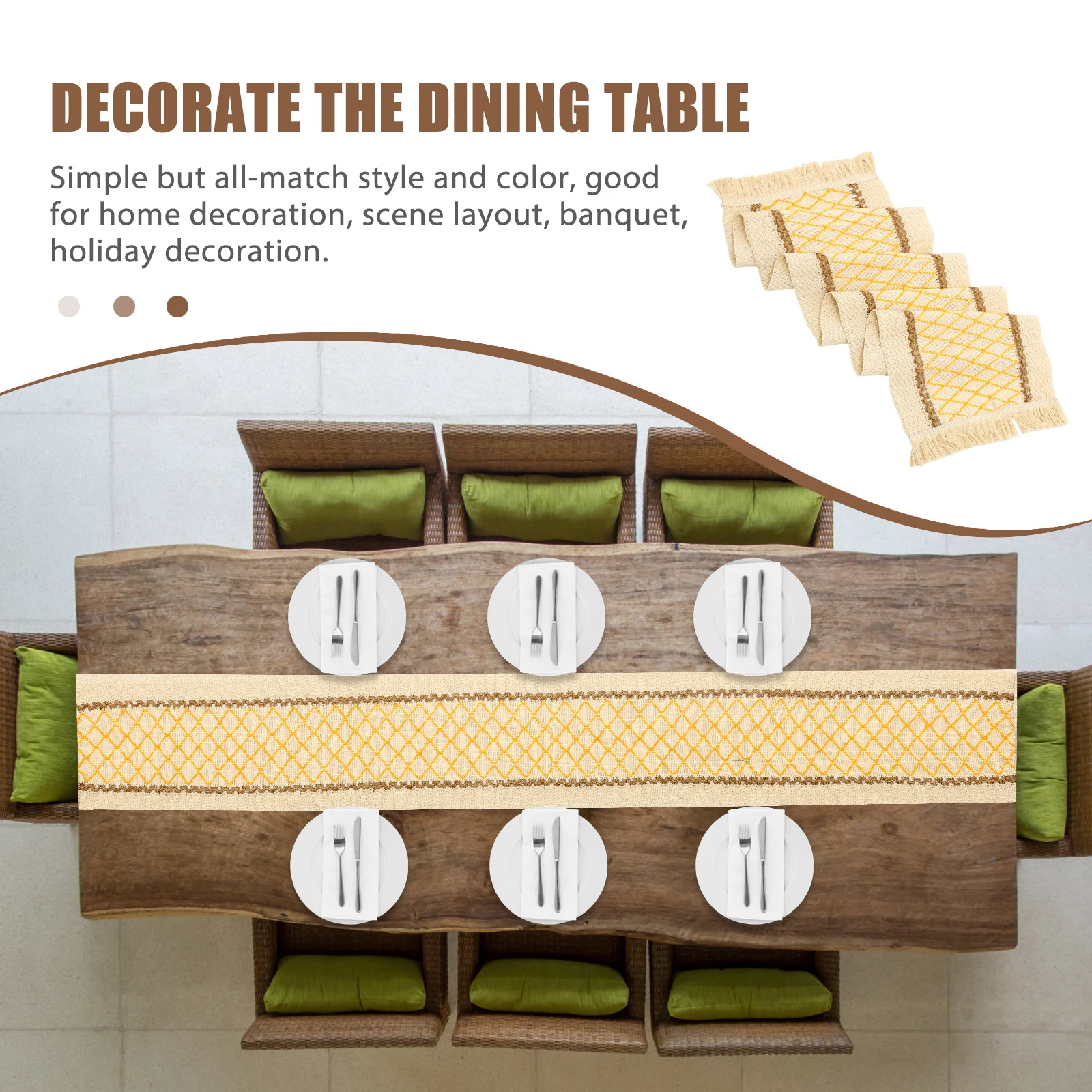 

Linen Cotton Tassel Table Runner Decorative for Dining Table Farmhouse Wedding Party Holiday Home Banquet Buffet Decor