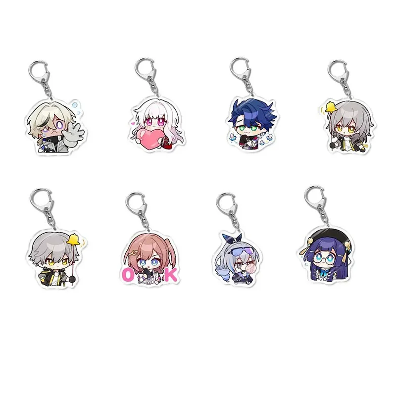 8pcs/lot Game Honkai Star Rail Keychain Dan Heng Himeko Figure Pendant Car Key Chain Jewelry For Women Men Birthday Gift