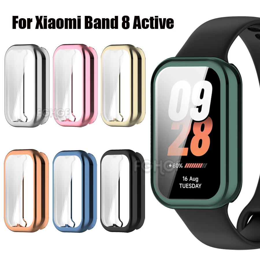 Soft TPU Protective Shell For Xiaomi Band 8 Active Case Full Cover Screen Protector For Mi Band 8 Active Bumper Frame Accessory