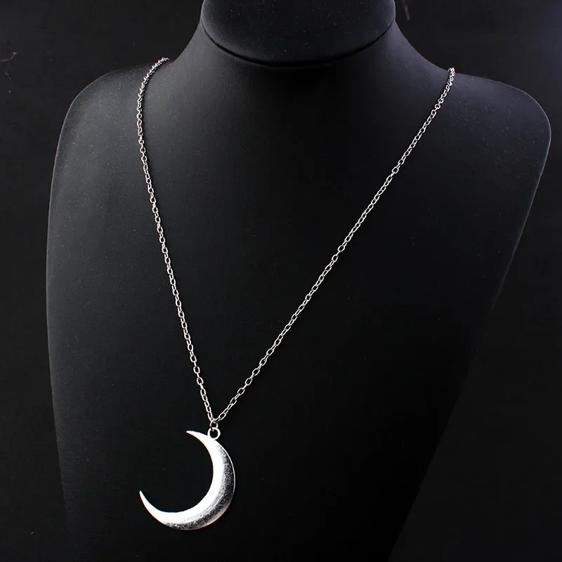 2023 Large Crescent Moon Pendant Necklace Chain Vegan Lunar Witch Pagan Wicca Goth Gothic 90s Grunge New images - 6