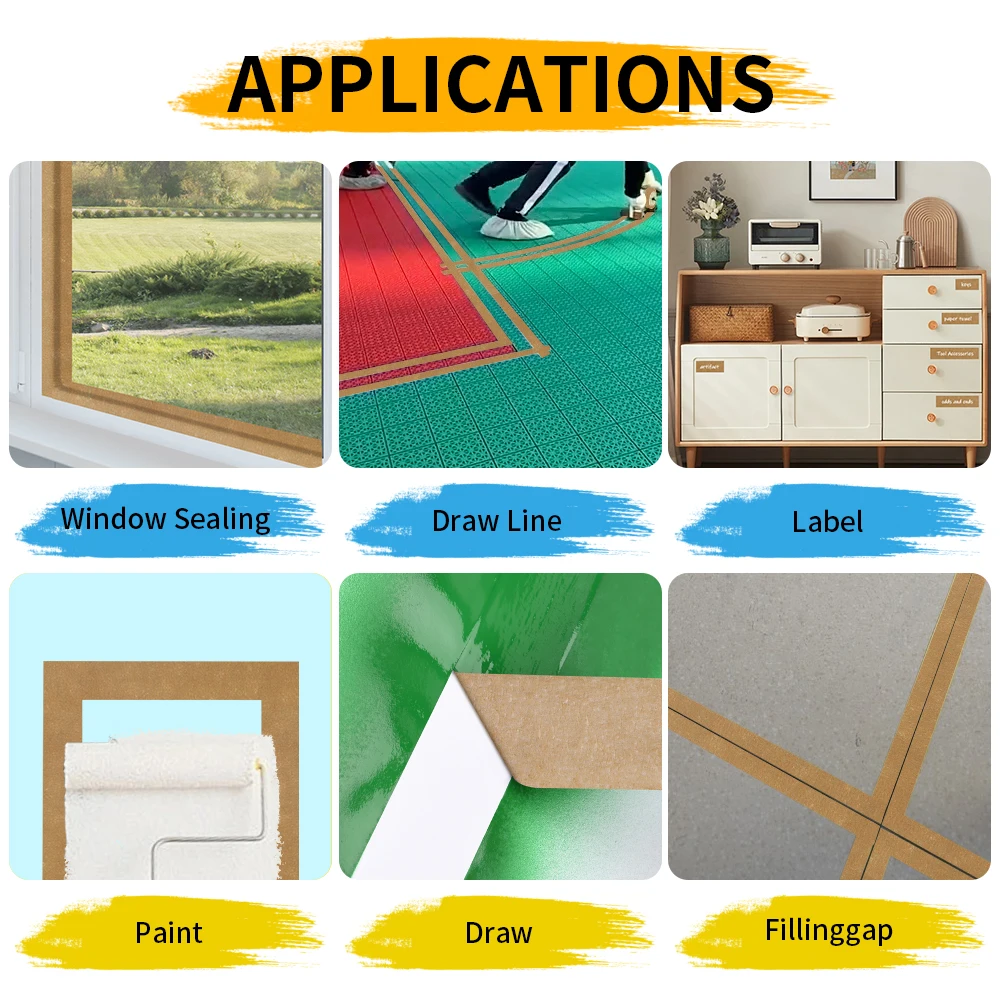 10/20/50 メートルブラウンペインターマスキングテーププレミアムペインターの粘着ペイントテープ壁画、DIY アーティストクラフトアート装飾用